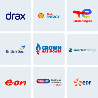 Energy procurement supplier logos for businesses from Neom Utilities.